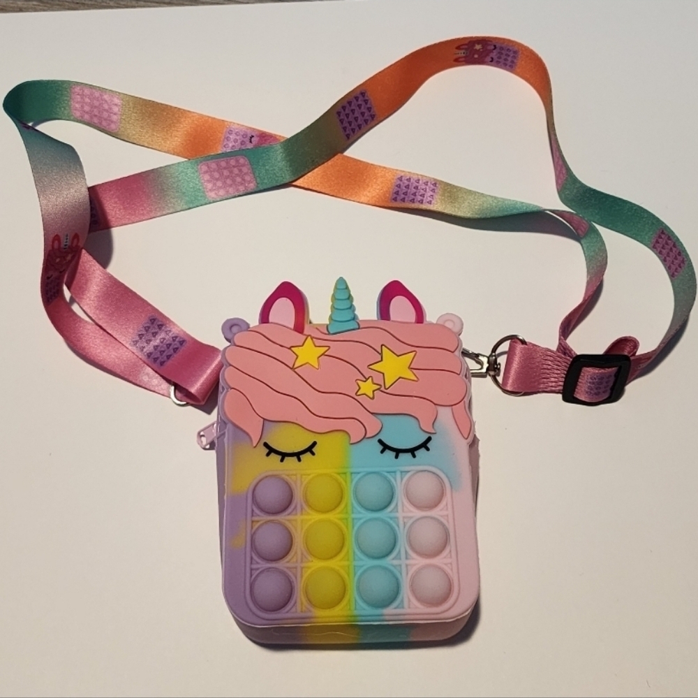 Unicorn Pop It Fidget Multicolor Crossbody Bag Purse Colorful‎ New